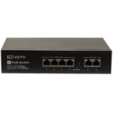 PoE adapteris 220V 65W Gigabit 4 + 2 (RJ45) išėjimai CCTV TG-SP04F2F-TA